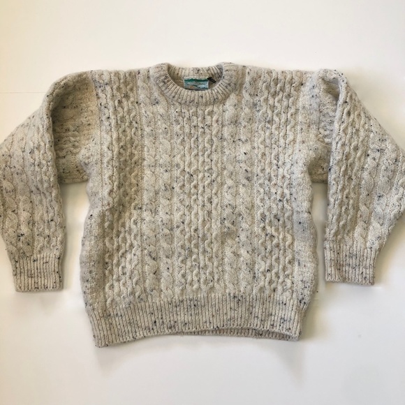 Gaeltarra Sweaters - Gaeltarra Vintage Irish Aran Flecked Knit Sweater